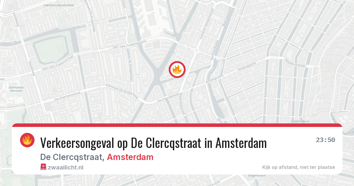 Verkeersongeval op De Clercqstraat in Amsterdam — 13 aug 2026