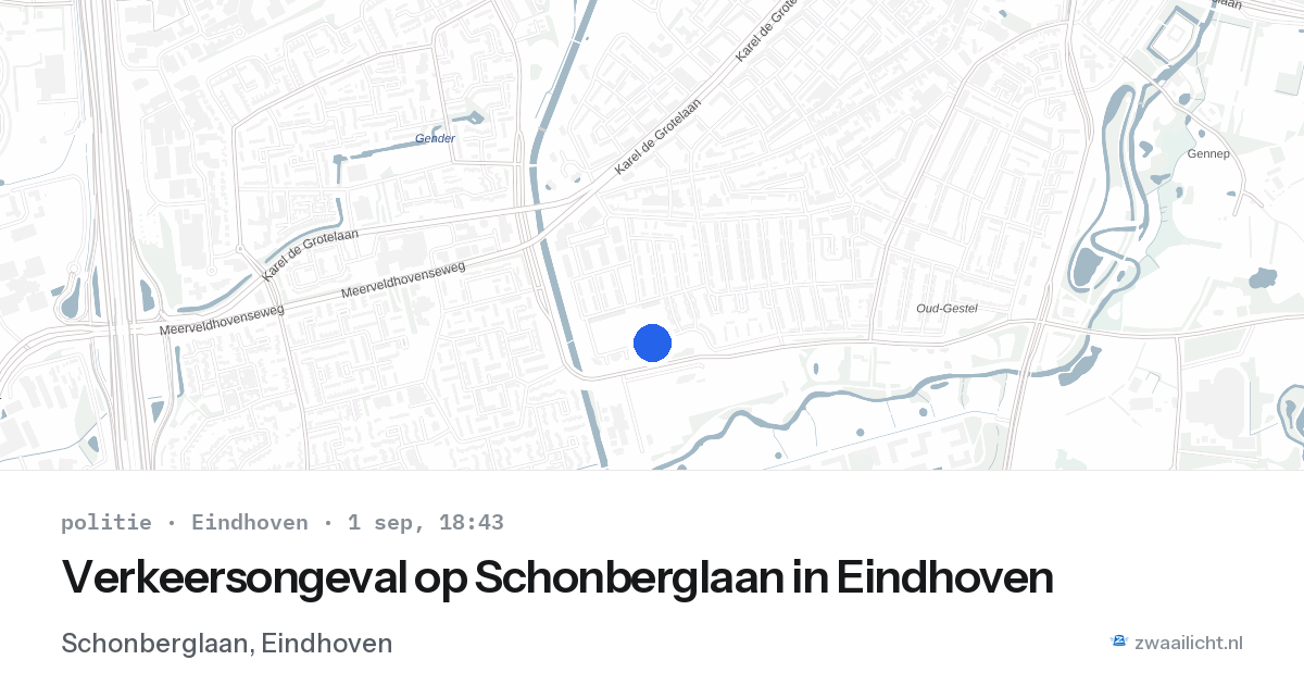 Verkeersongeval op Schonberglaan in Eindhoven — 1 sep 2026