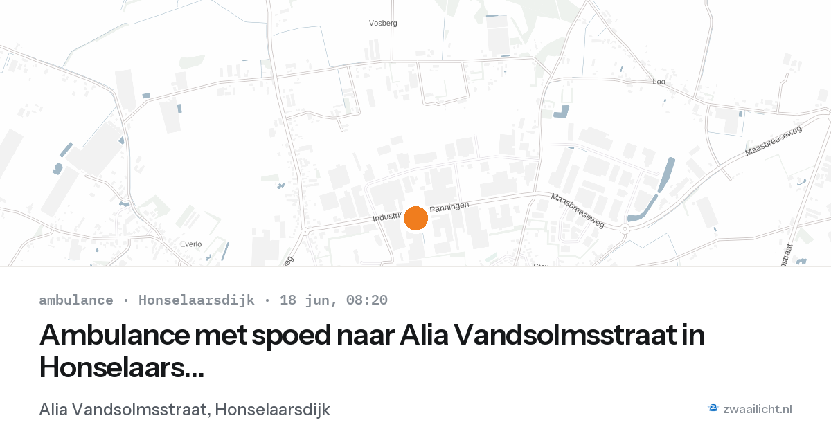 Ambulance met spoed naar Alia Vandsolmsstraat in Honselaarsdijk — 18 jun 2026