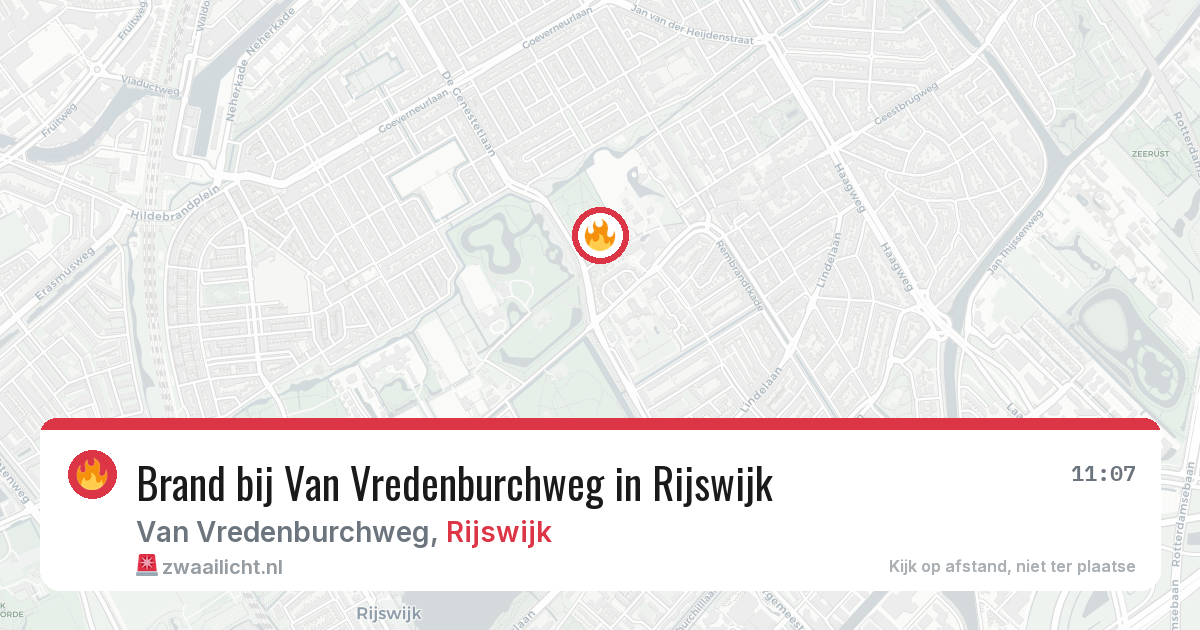 Brand bij Van Vredenburchweg in Rijswijk — 13 mrt 2026