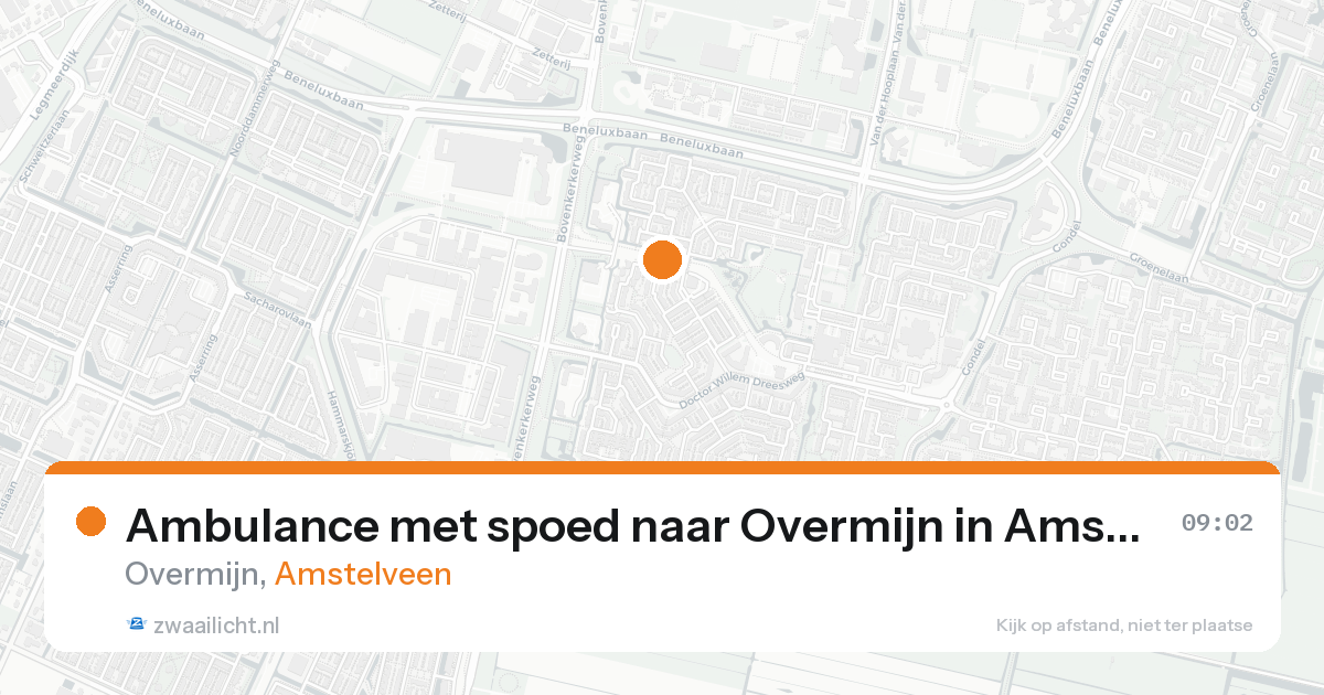 Ambulance met spoed naar Overmijn in Amstelveen — 15 aug 2026