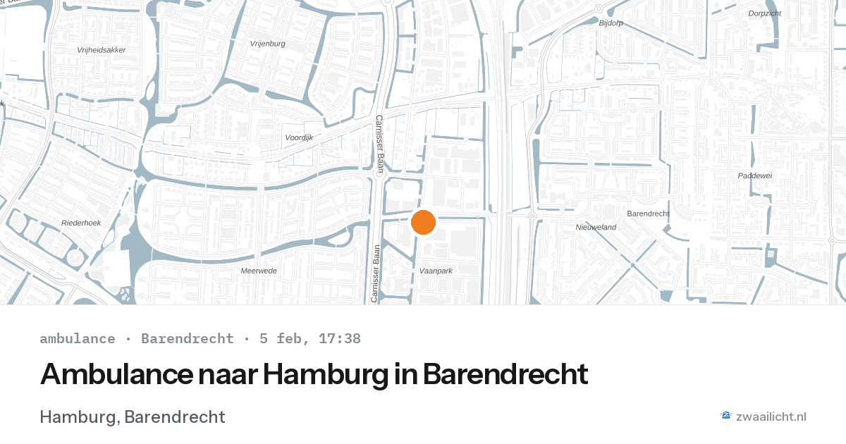 Ambulance naar Hamburg in Barendrecht — 5 feb 2026
