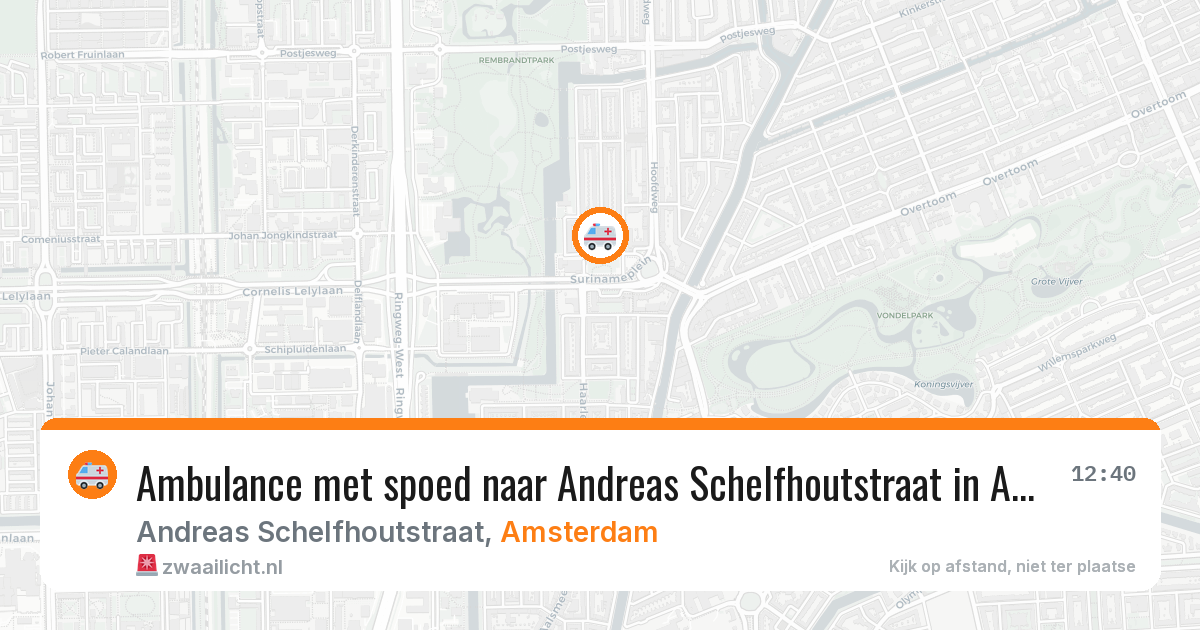 Ambulance met spoed naar Andreas Schelfhoutstraat in Amsterdam — 23 mrt 2026