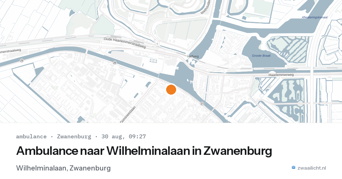 Ambulance naar Wilhelminalaan in Zwanenburg — 30 aug 2026