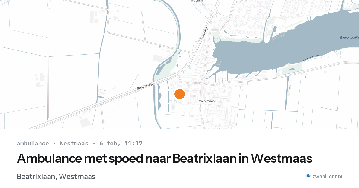 Ambulance met spoed naar Beatrixlaan in Westmaas — 6 feb 2026