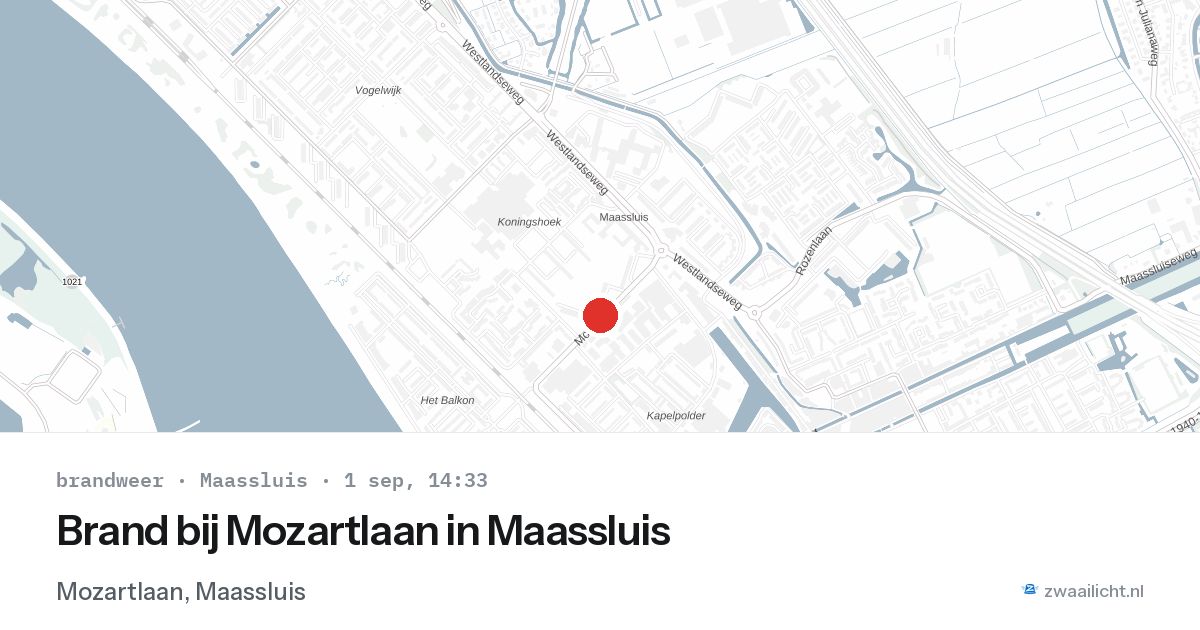 Brand bij Mozartlaan in Maassluis — 1 sep 2026