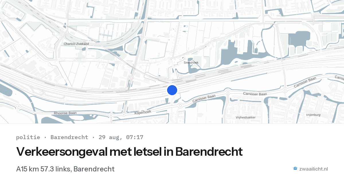 Verkeersongeval met letsel in Barendrecht — 29 aug 2026