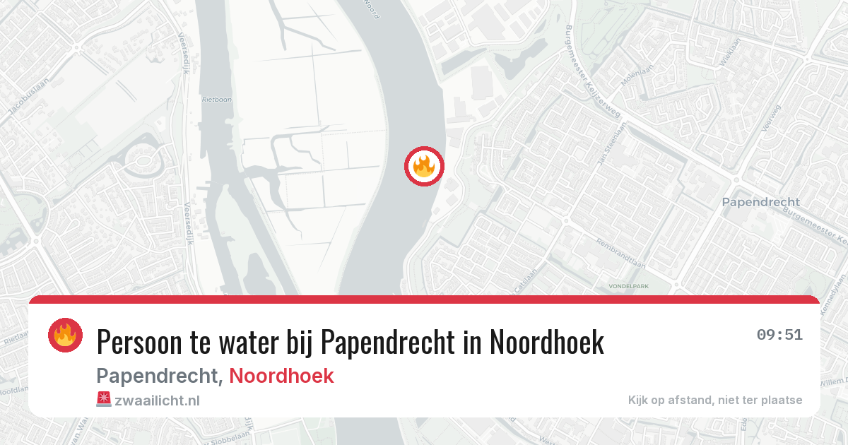 Persoon te water bij Papendrecht in Noordhoek — 16 jun 2026