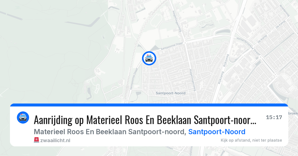 Aanrijding op Materieel Roos En Beeklaan Santpoort-noord in Santpoort-Noord — 28 jul 2026