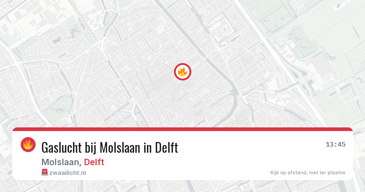 Gaslucht bij Molslaan in Delft — 29 mei 2026