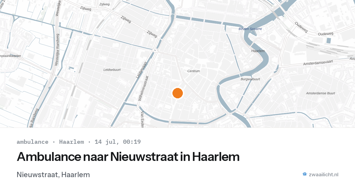 Ambulance naar Nieuwstraat in Haarlem — 13 jul 2026
