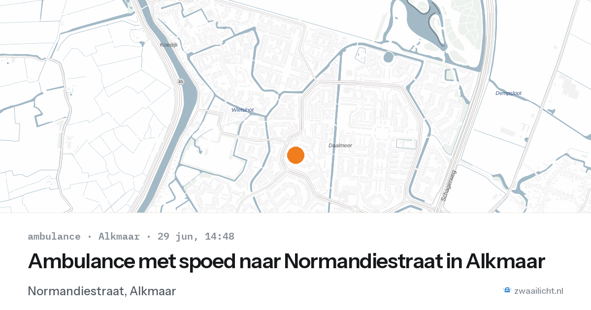 Ambulance met spoed naar Normandiestraat in Alkmaar — 29 jun 2026