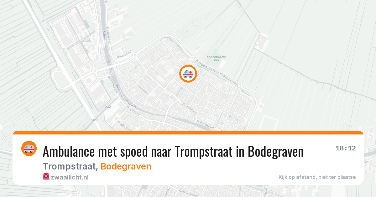 Ambulance met spoed naar Trompstraat in Bodegraven — 9 aug 2026