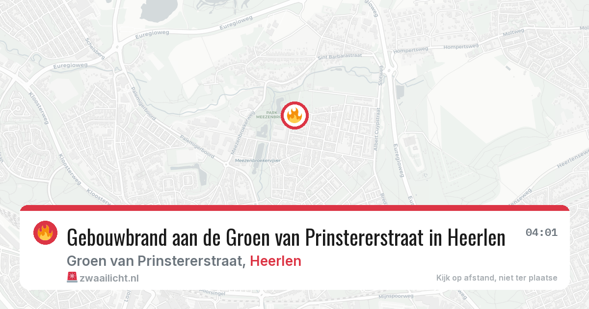 Gebouwbrand aan de Groen van Prinstererstraat in Heerlen — 27 apr 2026