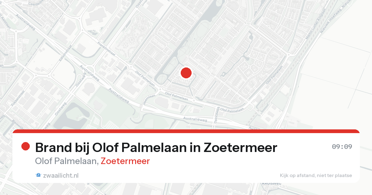 Brand bij Olof Palmelaan in Zoetermeer — 18 aug 2026