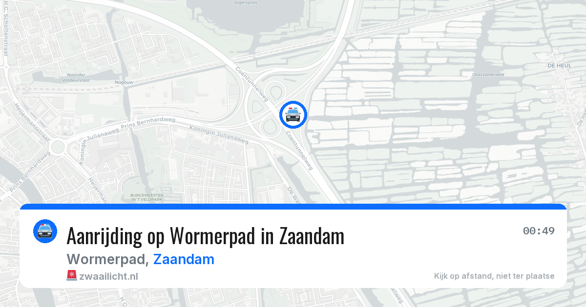 Aanrijding op Wormerpad in Zaandam — 29 mrt 2026
