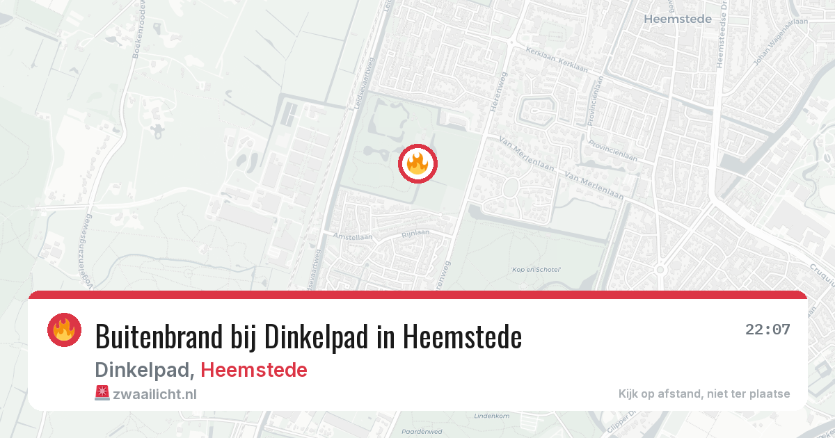 Buitenbrand bij Dinkelpad in Heemstede — 31 mei 2026