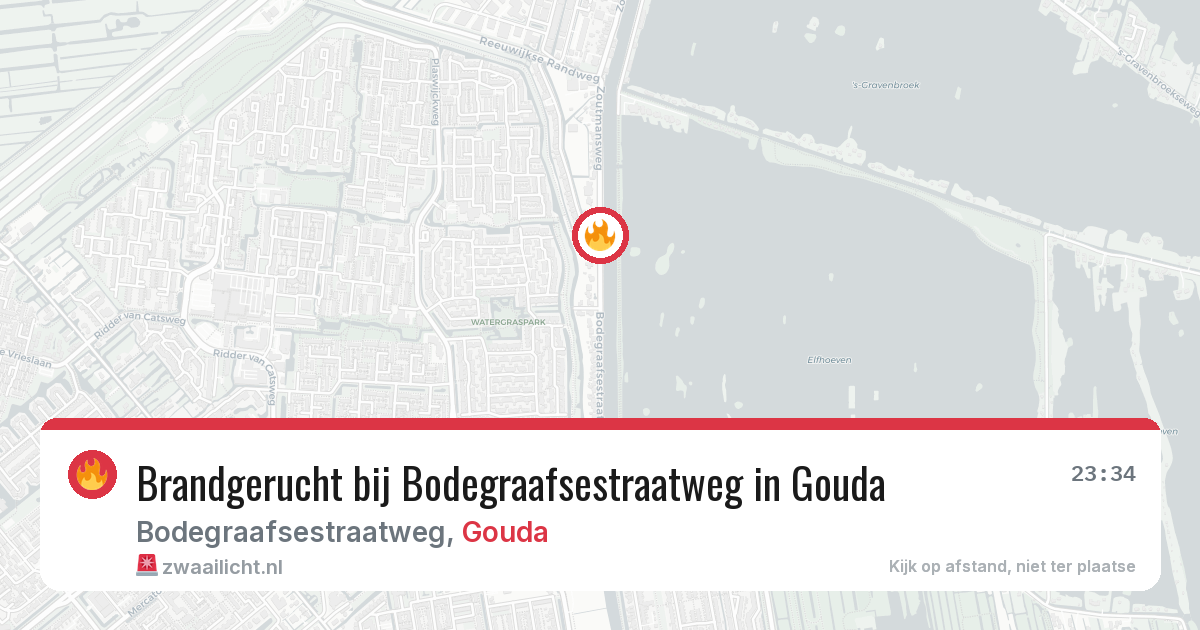 Brandgerucht bij Bodegraafsestraatweg in Gouda — 27 jun 2026