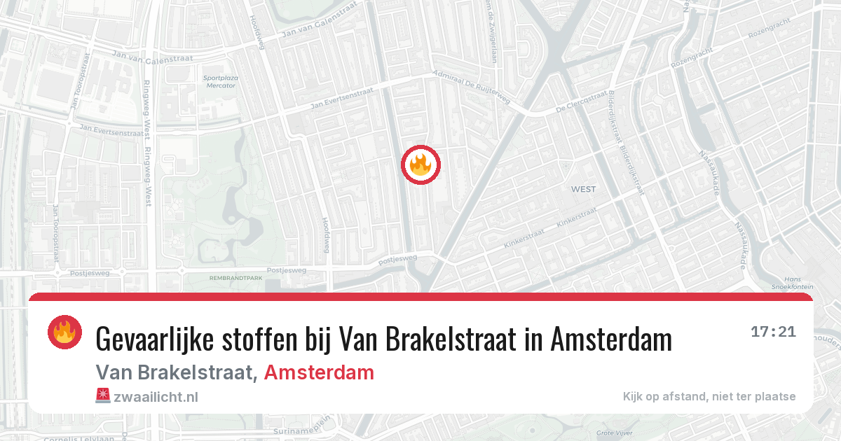 Gevaarlijke stoffen bij Van Brakelstraat in Amsterdam — 22 apr 2026