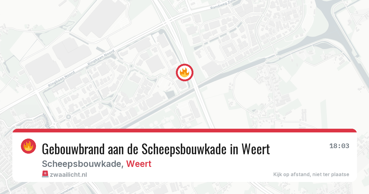 Gebouwbrand aan de Scheepsbouwkade in Weert — 21 apr 2026