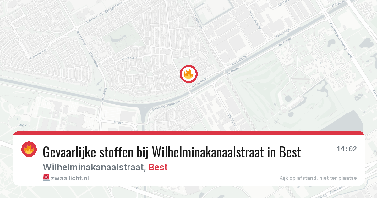Gevaarlijke stoffen bij Wilhelminakanaalstraat in Best — 2 jun 2026
