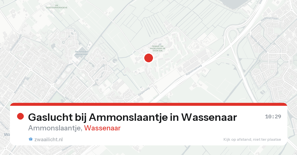 Gaslucht bij Ammonslaantje in Wassenaar — 19 aug 2026
