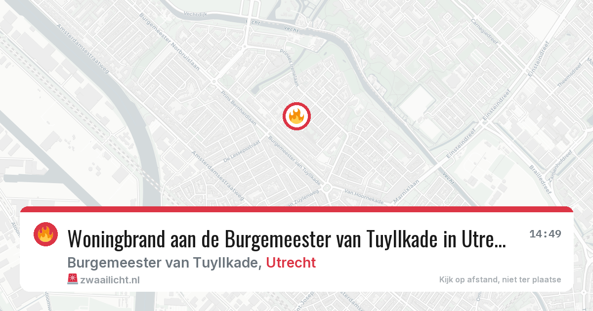 Woningbrand aan de Burgemeester van Tuyllkade in Utrecht — 11 jun 2026