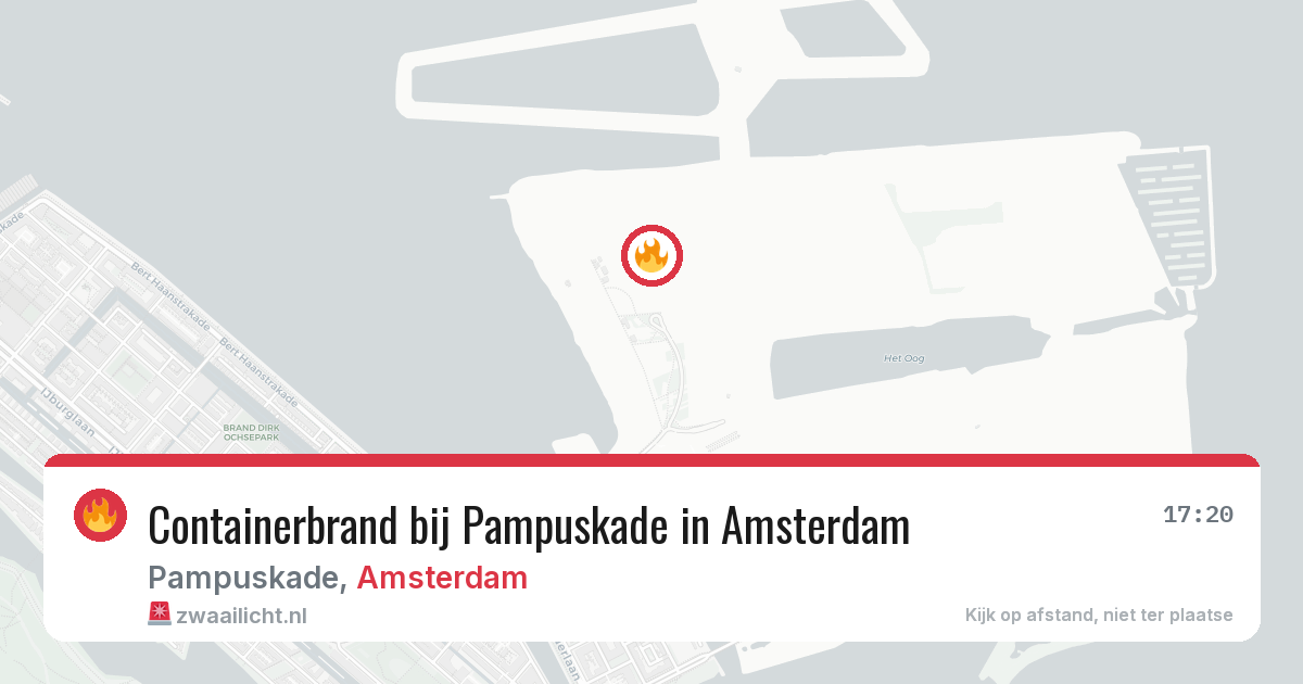 Containerbrand bij Pampuskade in Amsterdam — 29 jul 2026