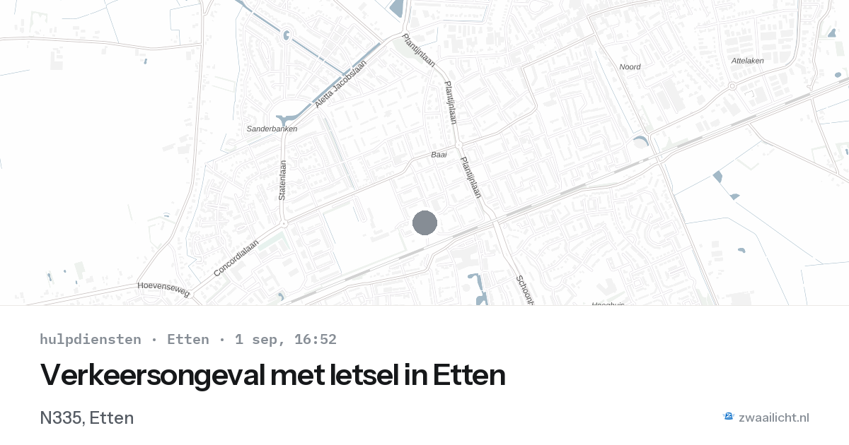 Verkeersongeval met letsel in Etten — 1 sep 2026