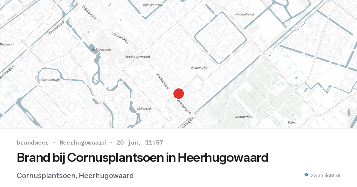 Brand bij Cornusplantsoen in Heerhugowaard — 20 jun 2026
