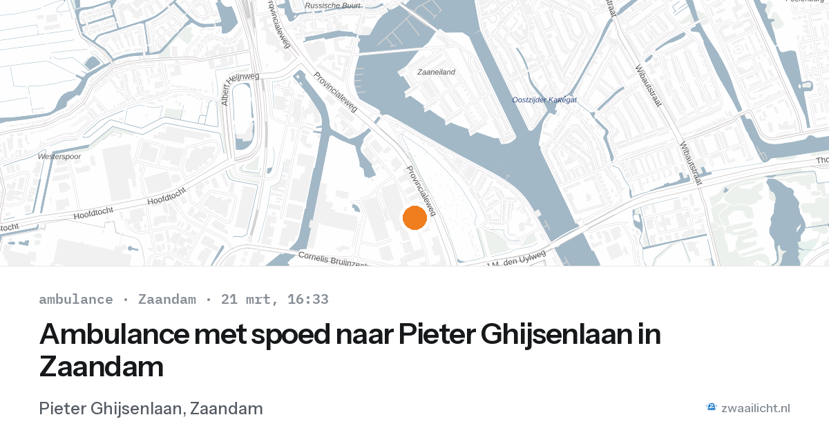 Ambulance met spoed naar Pieter Ghijsenlaan in Zaandam — 21 mrt 2026