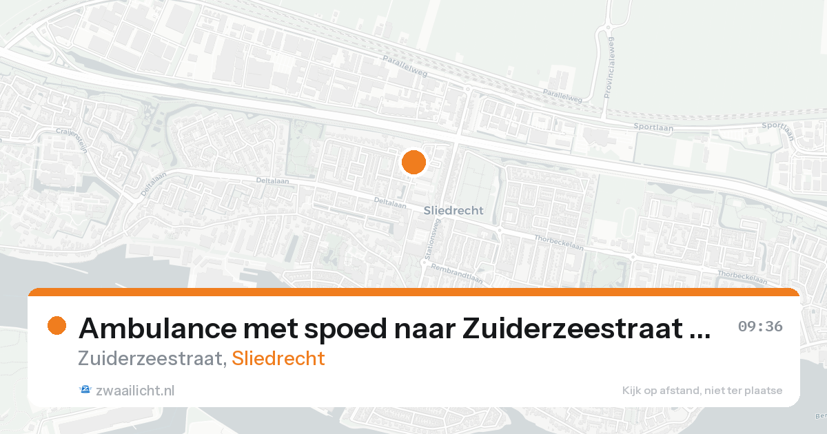 Ambulance met spoed naar Zuiderzeestraat in Sliedrecht — 26 aug 2026