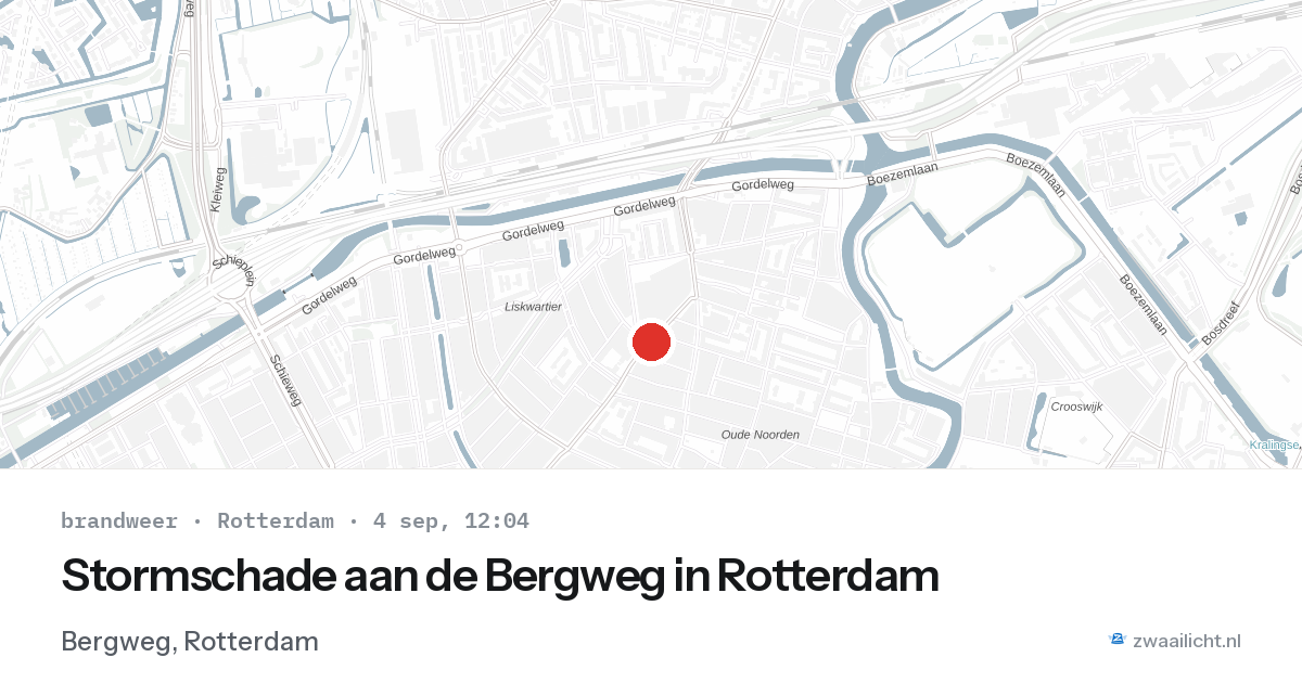 Stormschade aan de Bergweg in Rotterdam — 4 sep 2026
