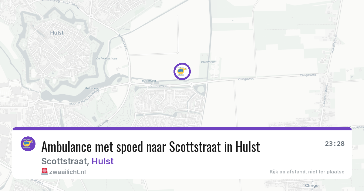Ambulance met spoed naar Scottstraat in Hulst — 7 jul 2026