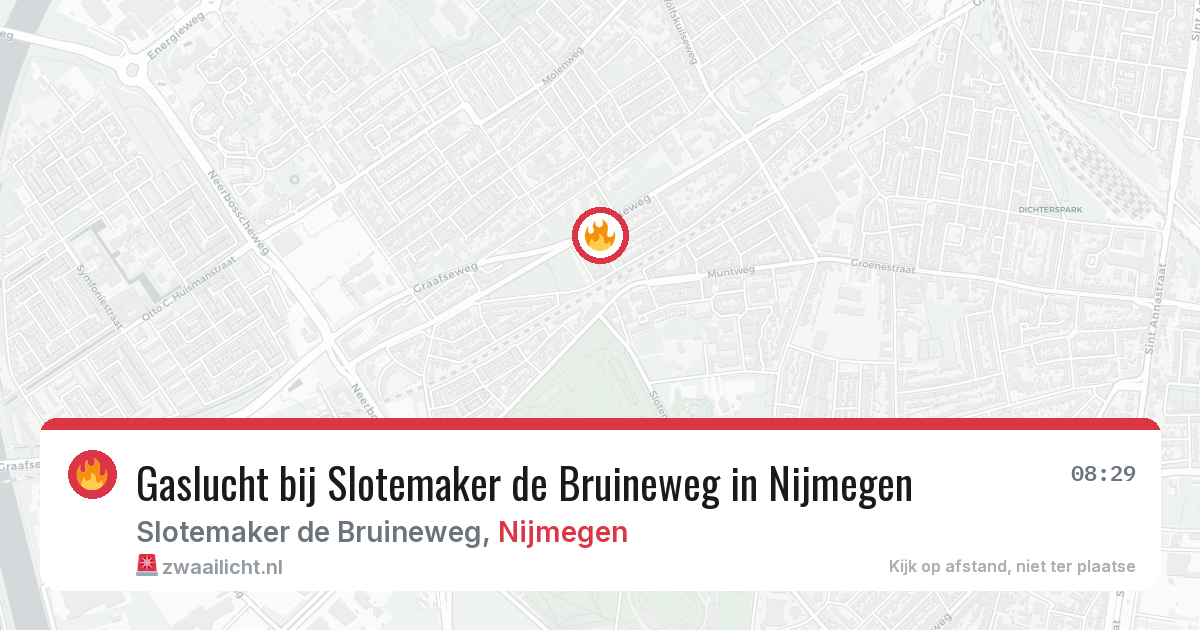 Gaslucht bij Slotemaker de Bruineweg in Nijmegen — 2 aug 2026