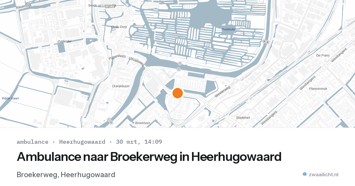 Ambulance naar Broekerweg in Heerhugowaard — 30 mrt 2026