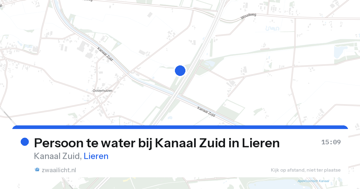 Persoon te water bij Kanaal Zuid in Lieren — 13 aug 2026
