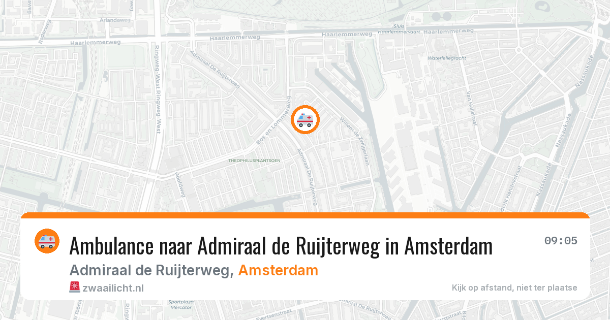 Ambulance naar Admiraal de Ruijterweg in Amsterdam — 13 aug 2026