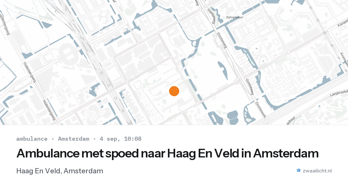 Ambulance met spoed naar Haag En Veld in Amsterdam — 4 sep 2026