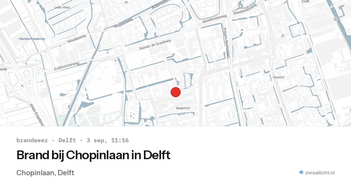 Brand bij Chopinlaan in Delft — 3 sep 2026