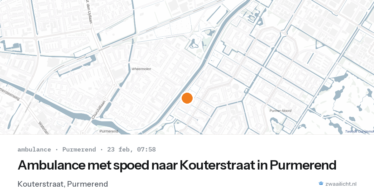 Ambulance met spoed naar Kouterstraat in Purmerend — 23 feb 2026