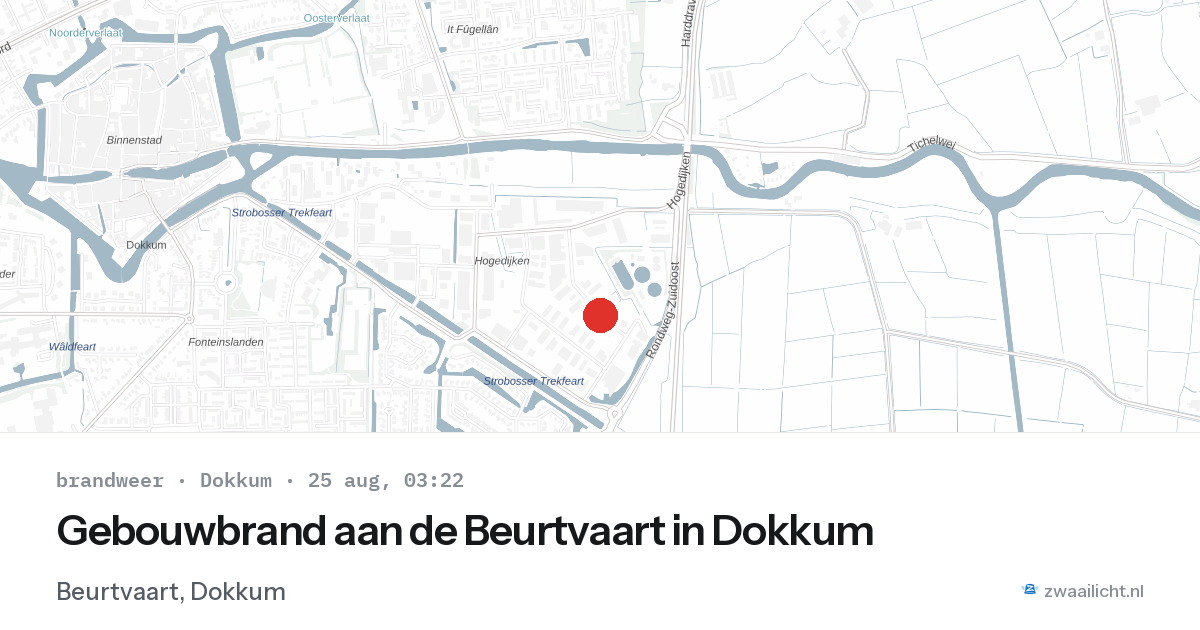 Gebouwbrand aan de Beurtvaart in Dokkum — 25 aug 2026