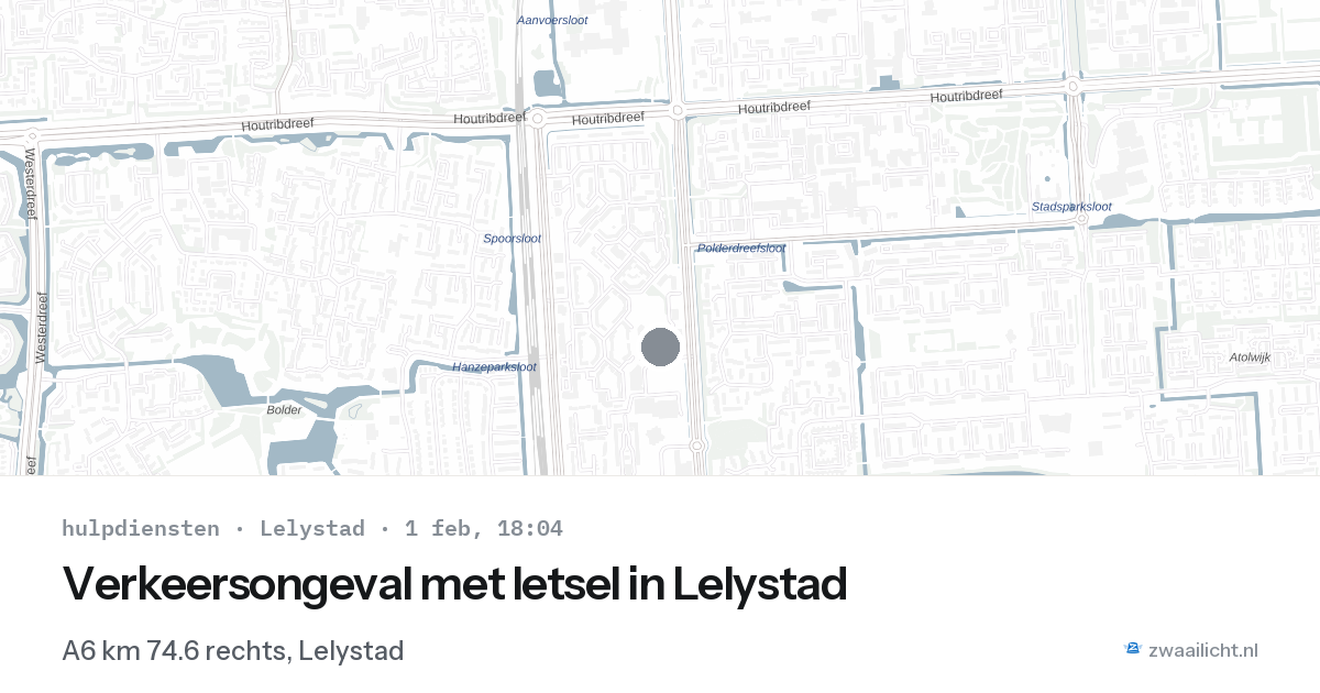 Verkeersongeval met letsel in Lelystad — 1 feb 2026