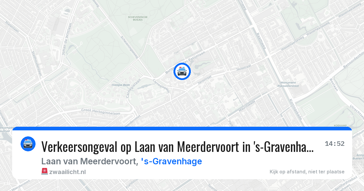 Verkeersongeval op Laan van Meerdervoort in 's-Gravenhage — 19 mrt 2026