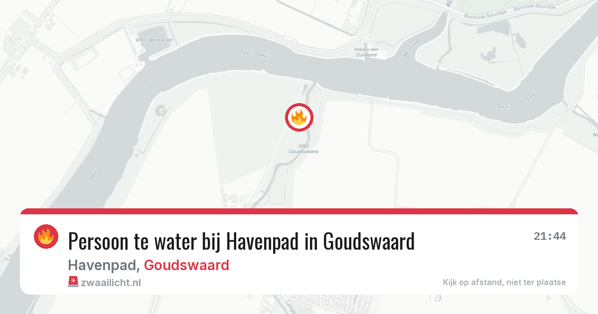 Persoon te water bij Havenpad in Goudswaard — 13 aug 2026