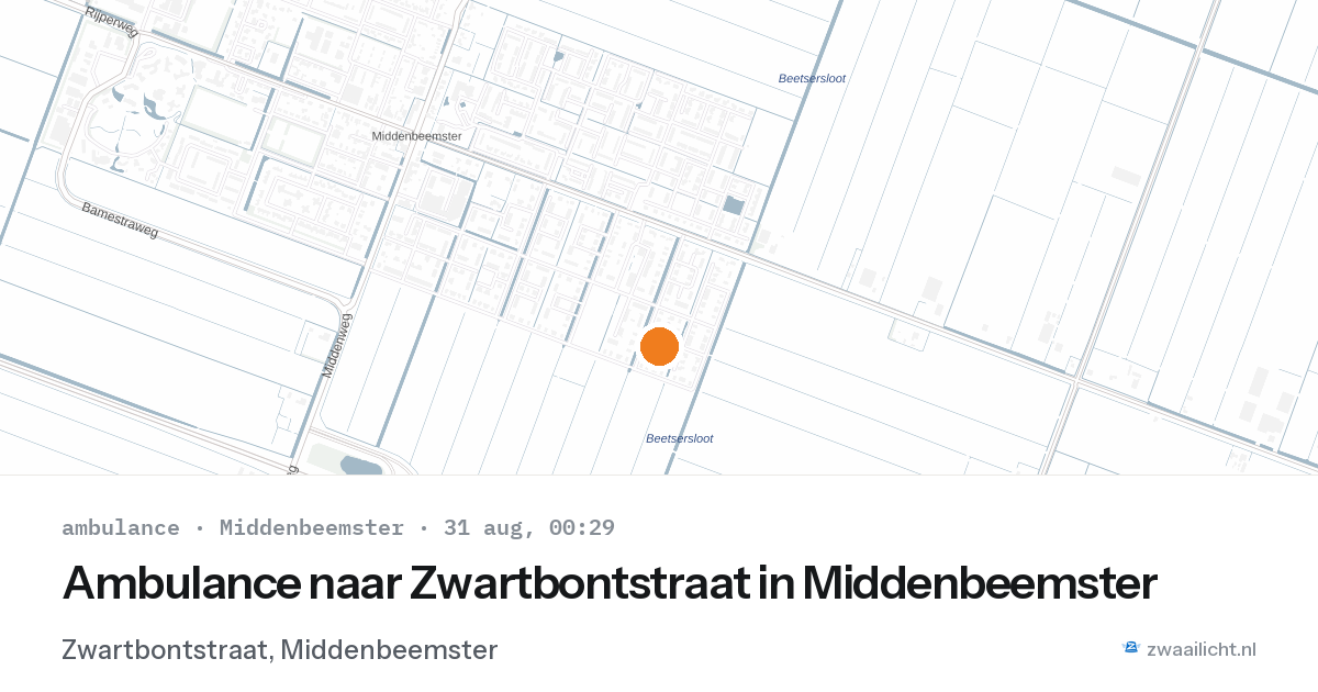 Ambulance naar Zwartbontstraat in Middenbeemster — 30 aug 2026
