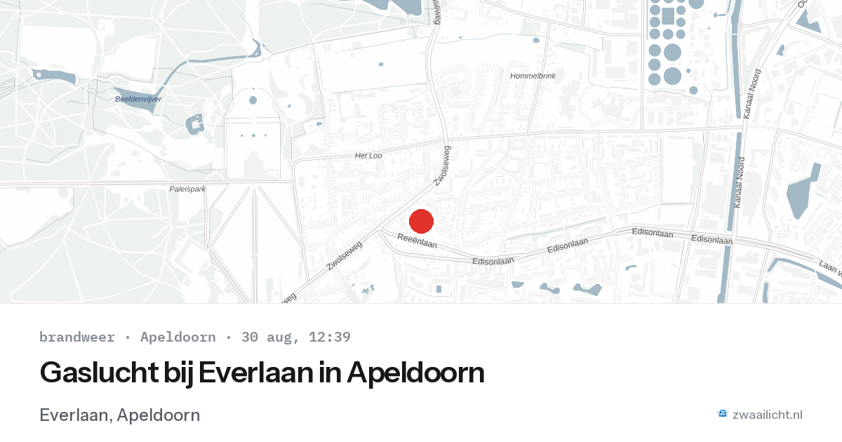 Gaslucht bij Everlaan in Apeldoorn — 30 aug 2026