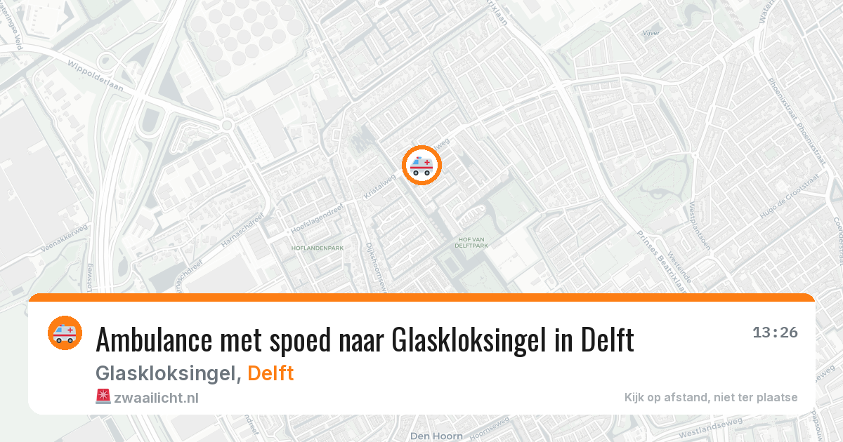 Ambulance met spoed naar Glaskloksingel in Delft — 10 aug 2026