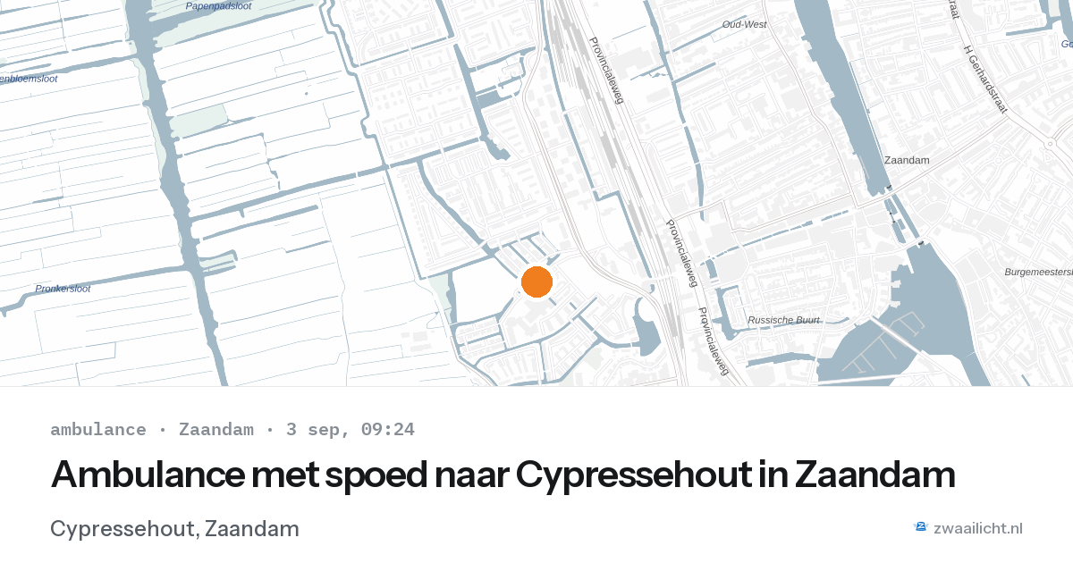 Ambulance met spoed naar Cypressehout in Zaandam — 3 sep 2026