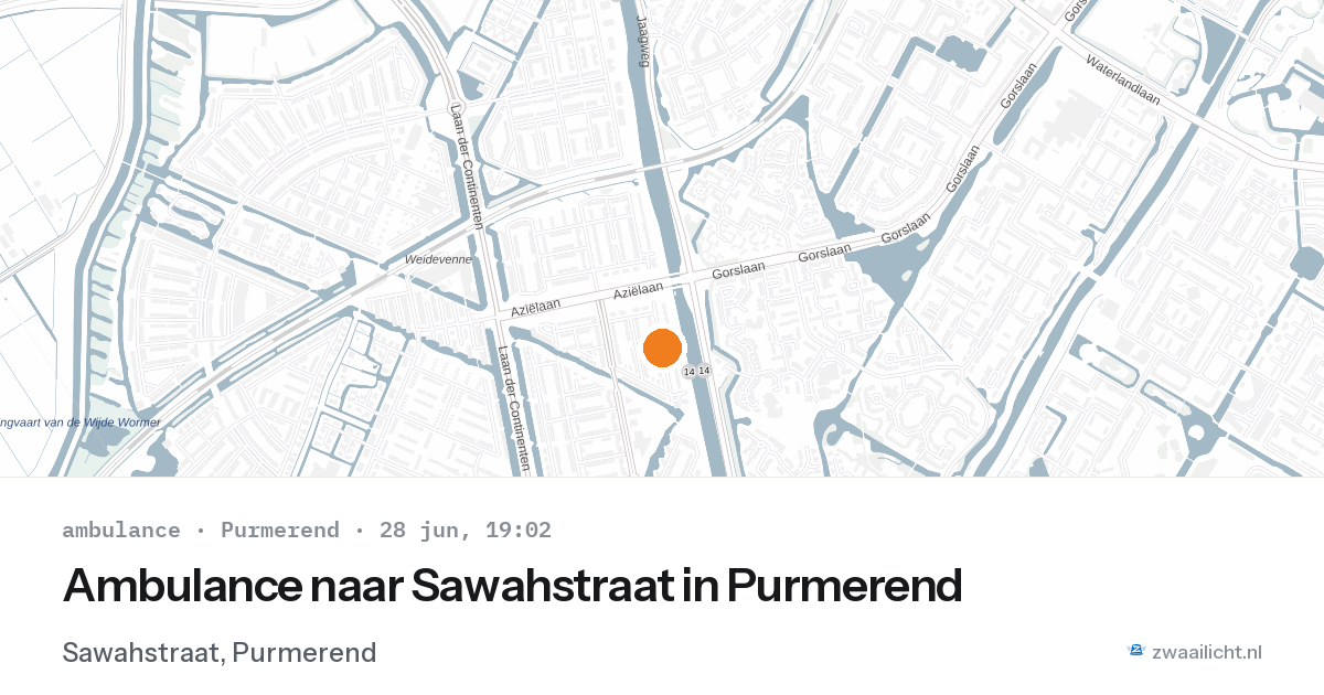 Ambulance naar Sawahstraat in Purmerend — 28 jun 2026